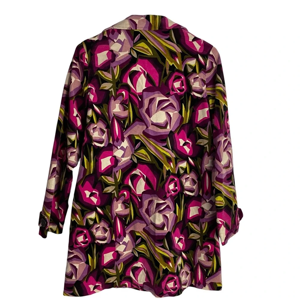 Missoni X Target Velvet Floral Coat Size XL Purple Double Breasted Trench Jacket